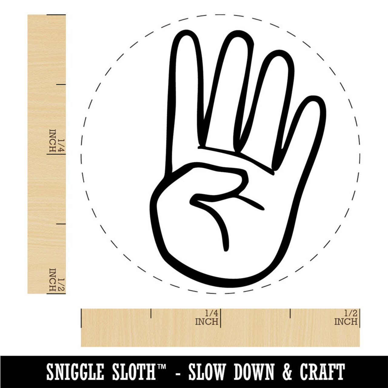 Hand Holding Up Four Fingers Rubber Stamp for Stamping Crafting Planners